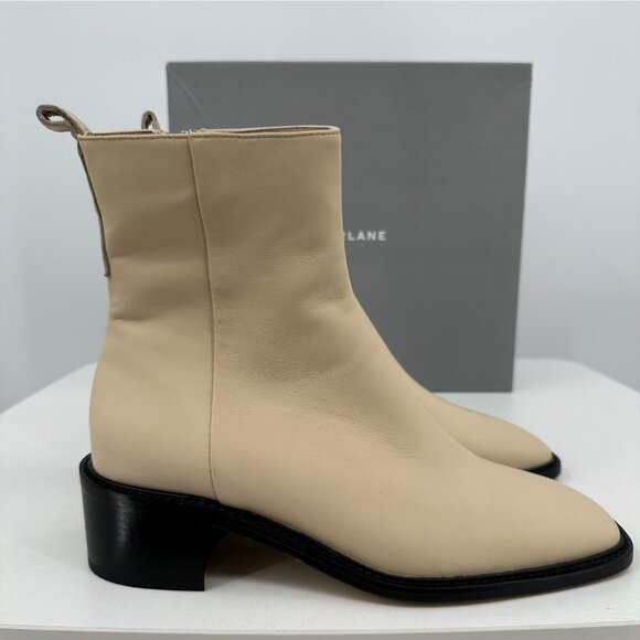 Everlane The City Boot in Cream Leather 8.5 Women's Side Zip Block Heel Ankle - Picture 5 of 9